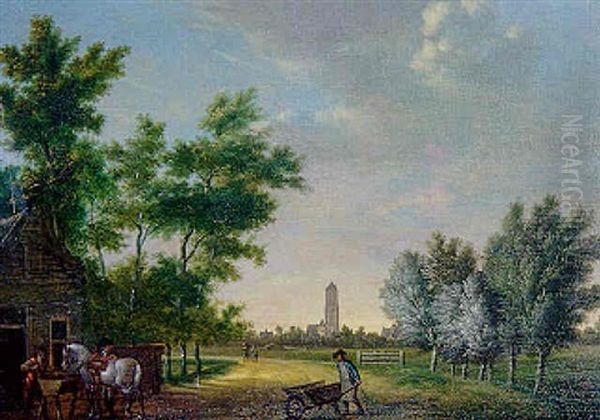 Paysage Des Environs D'utrecht Oil Painting by Paulus Constantin La Fargue