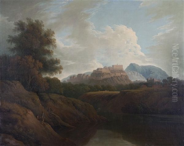 View Of Edinburgh Castle From The Water Of Leith Oil Painting by Joseph Farington