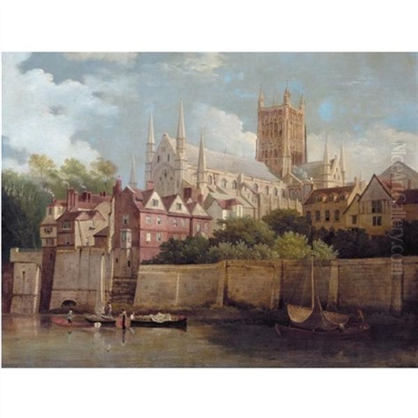 A View Of Worcester Cathedral From The South West Oil Painting by Joseph Farington