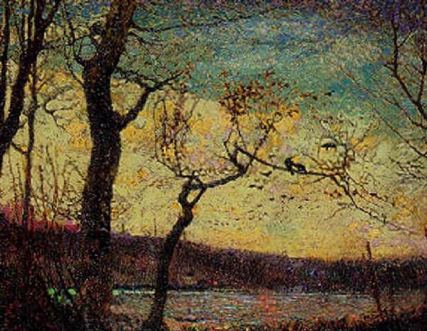 Crows Waiting Oil Painting by Richard Blossom Farley