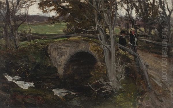 Crossing The Bridge, Near Inveraray Oil Painting by David Farquharson
