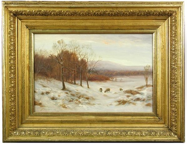 Early Snow, Finzean Oil Painting by Joseph Farquharson
