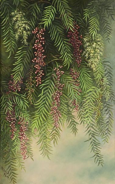 Pepper Tree Branches Oil Painting by Ellen Frances Farr