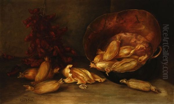 Still Life With Tamales And Chili Peppers Oil Painting by Ellen Frances Farr