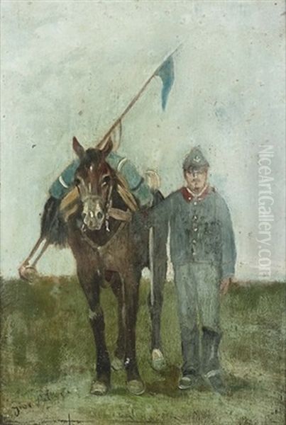 Kavallerist Mit Pferd Auf Einer Wiese Oil Painting by Giovanni Fattori