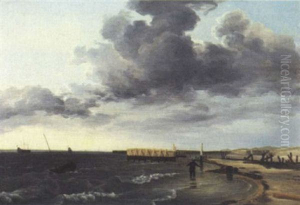 Stranden Vd Katwigh Oil Painting by Viggo Fauerholdt