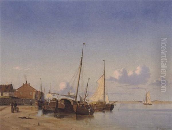 Kystparti Med Bade I Strandkanten, Antagelig Fra Fano Oil Painting by Viggo Fauerholdt