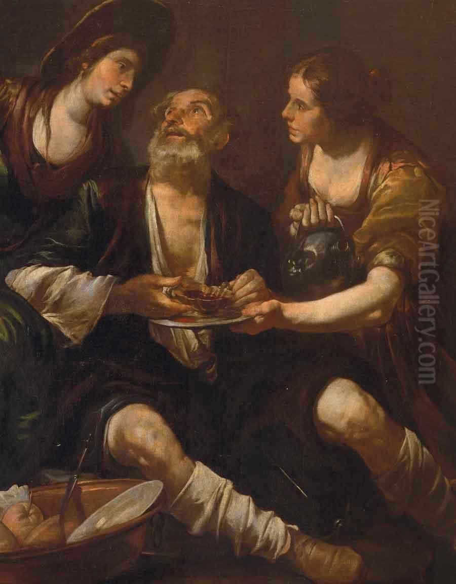 Lot E Le Figlie Oil Painting by Giocchino Assereto