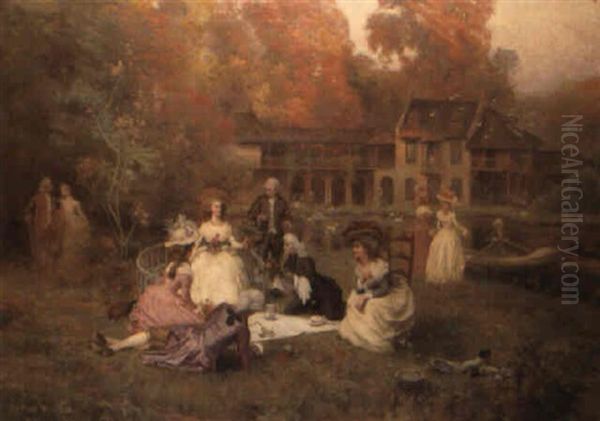 Le Dejeuner Sur L'herbe Oil Painting by Jean Joseph Leon Fauret