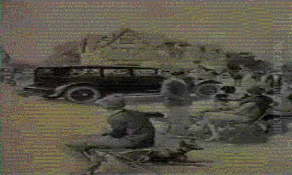 Apres-midi A Deauville Oil Painting by Jean Joseph Leon Fauret