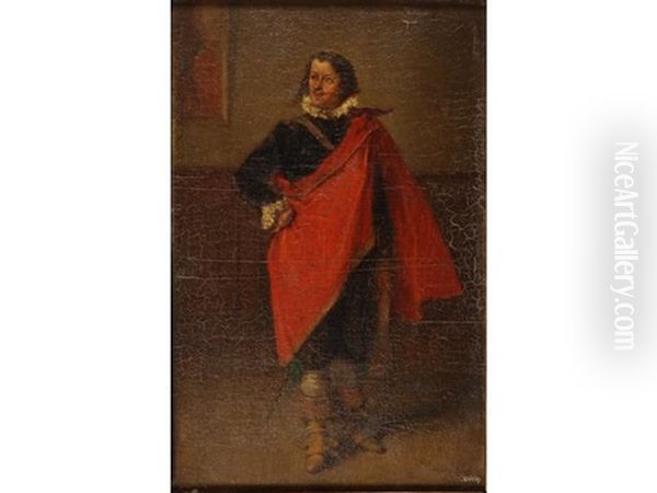 Mousquetaire A La Cape Rouge Oil Painting by Jean Baptiste Fauvelet