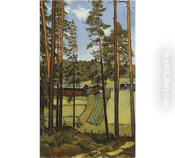 Courtyard Oil Painting by Antti Faven