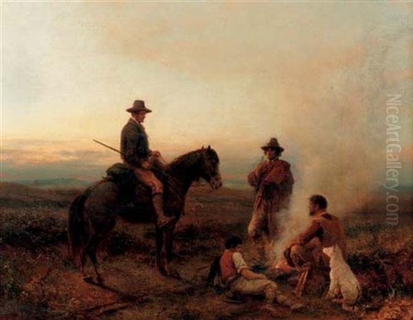 Around The Campfire Oil Painting by Josef Fay