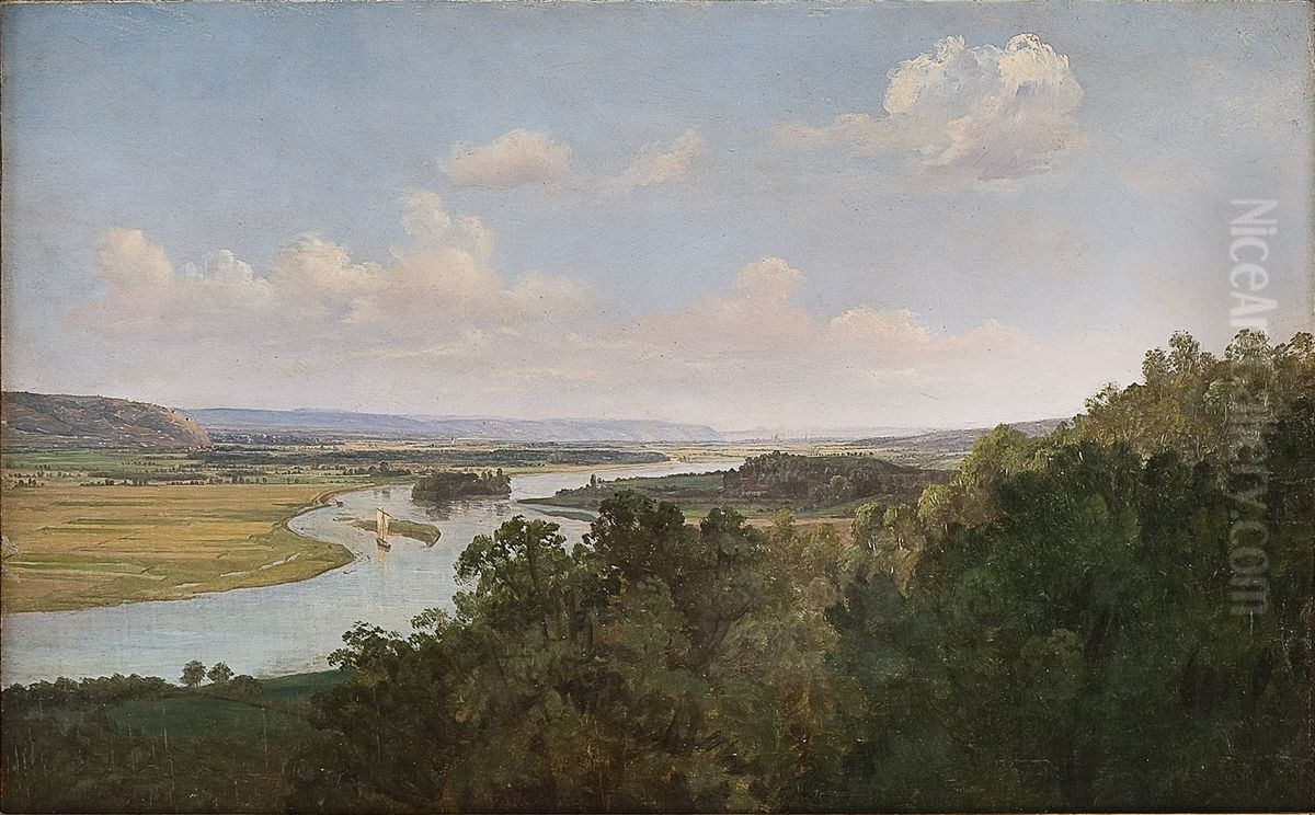 View Over The River Elbe Oil Painting by Thomas Fearnley