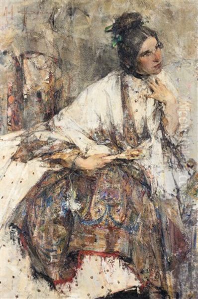 Portrait Of Nadezhda Sapozhnikova Oil Painting by Nicolai Ivanovich Fechin