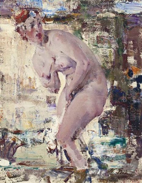 Nude In River Oil Painting by Nicolai Ivanovich Fechin