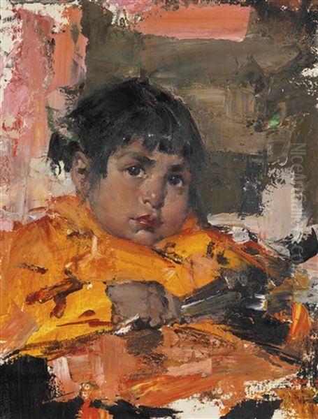 My Gardener's Baby Oil Painting by Nicolai Ivanovich Fechin