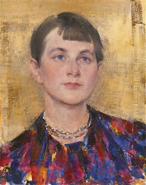 Indian Necklace Oil Painting by Nicolai Ivanovich Fechin