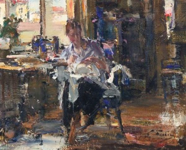 At Home In New York Oil Painting by Nicolai Ivanovich Fechin