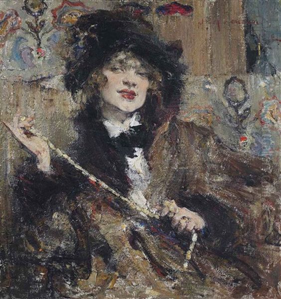 Portrait Of Mademoiselle Podbelskaya Oil Painting by Nicolai Ivanovich Fechin