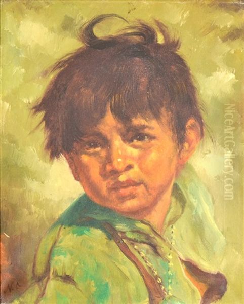 Portrait Of An Indian Youth Oil Painting by Nicolai Ivanovich Fechin