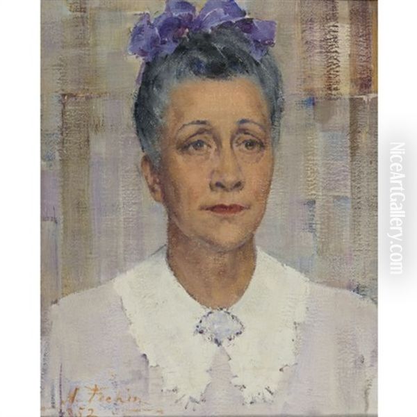 Portrait Of Rose K.l. Davis Oil Painting by Nicolai Ivanovich Fechin