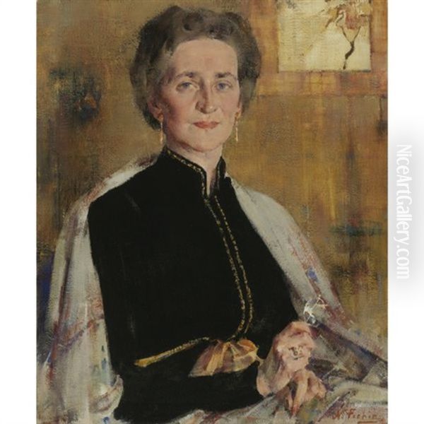 Portrait Of Mrs. J.r. Williams Oil Painting by Nicolai Ivanovich Fechin