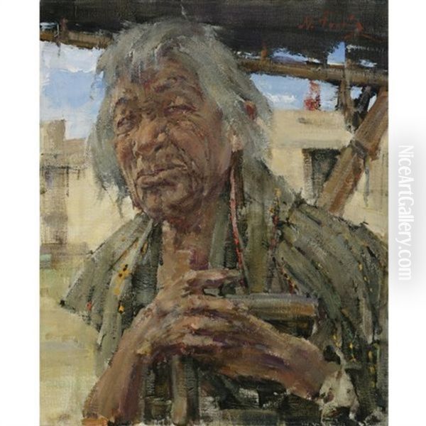 Indian Grandfather Oil Painting by Nicolai Ivanovich Fechin