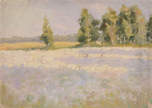 Summer Trees In A Field Oil Painting by Nicolai Ivanovich Fechin