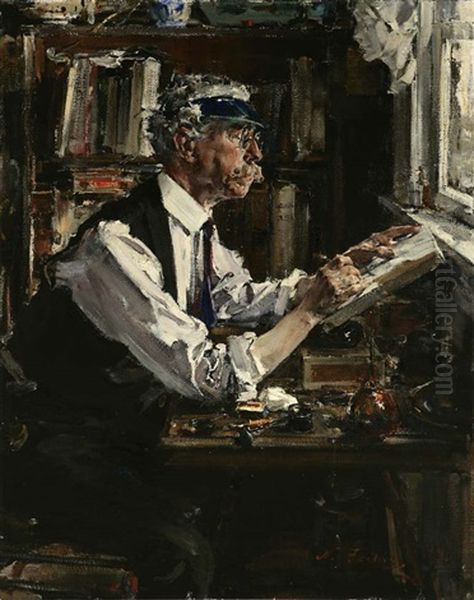 The Wood Engraver Oil Painting by Nicolai Ivanovich Fechin