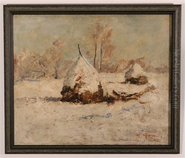 Snow-covered Huts Oil Painting by Nicolai Ivanovich Fechin