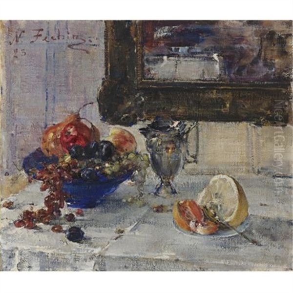 Still Life With Grapefruit Oil Painting by Nicolai Ivanovich Fechin