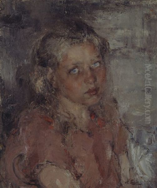 Young Girl Oil Painting by Nicolai Ivanovich Fechin