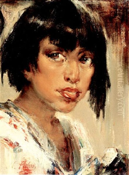 Portrait Of Indian Youth Oil Painting by Nicolai Ivanovich Fechin