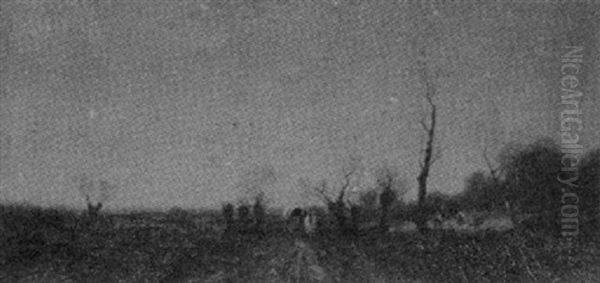 Pferdewagen In Landschaft Oil Painting by Otto Fedder