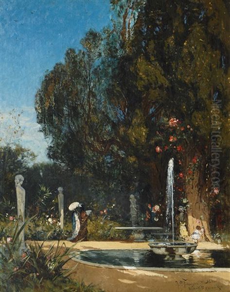 In The Park Of The Villa D'este Oil Painting by Hans Peter Feddersen the Younger