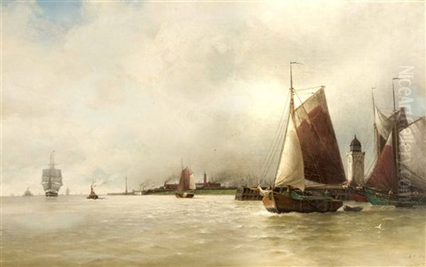 Ausfahrt Aus Dem Hafen Oil Painting by Carl Justus Harmen Fedeler
