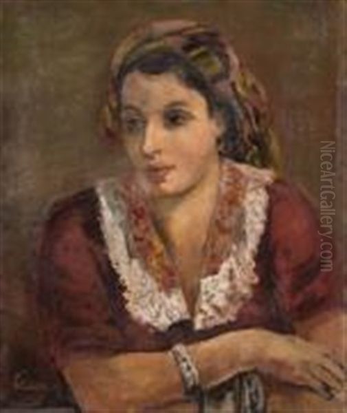 Portrait De Jeune Orientale Oil Painting by Adolphe Feder