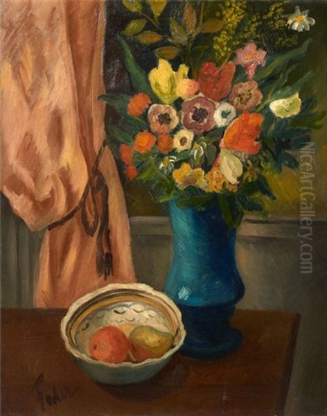 Nature Morte Au Bouquet De Fleurs Oil Painting by Adolphe Feder