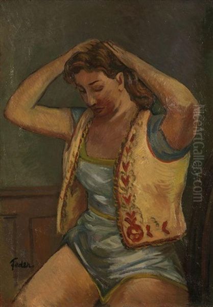 Femme Assise Oil Painting by Adolphe Feder