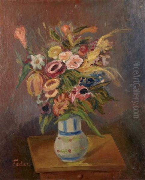 Bouquet De Fleurs Oil Painting by Adolphe Feder