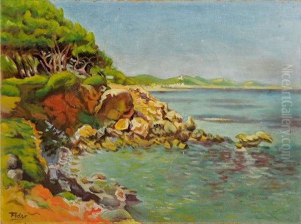 Rochers Sur La Cote Oil Painting by Adolphe Feder