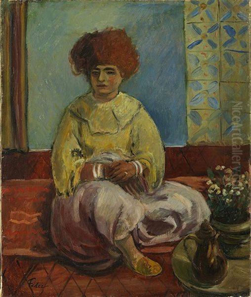 Portrat Einer Frau In Orientalischer Kleidung Oil Painting by Adolphe Feder