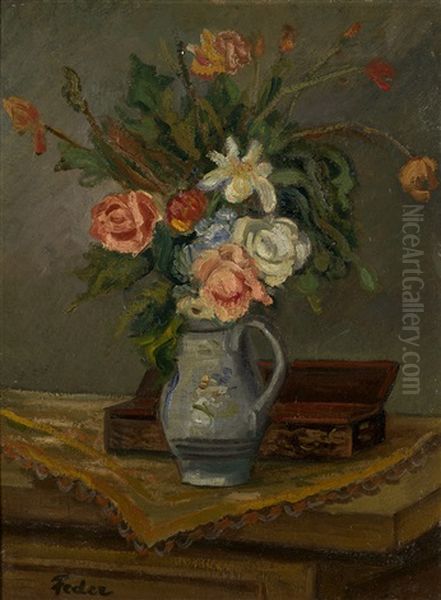 Still Life With Flowers Oil Painting by Adolphe Feder