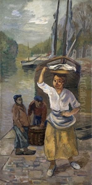 The Fisherman`s Wife Oil Painting by Adolphe Feder