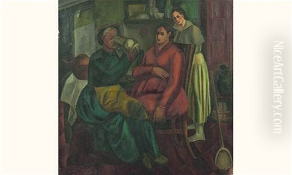 Interieur Oil Painting by Adolphe Feder