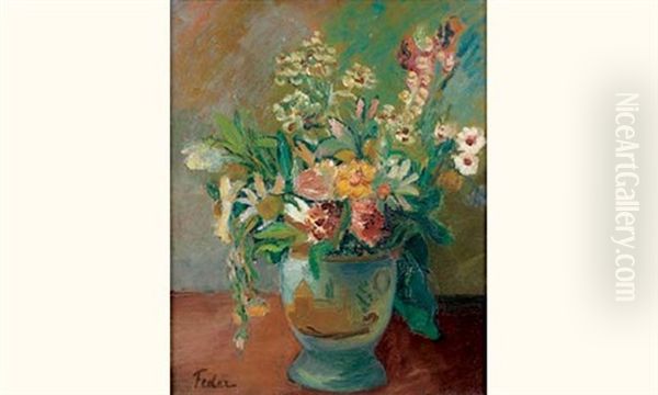 Bouquet De Fleurs Oil Painting by Adolphe Feder