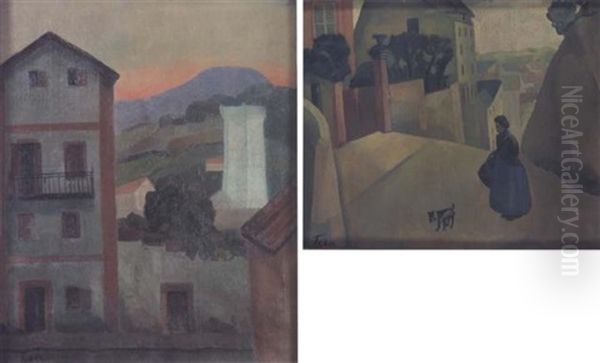 Figure In The Village Alley Oil Painting by Adolphe Feder