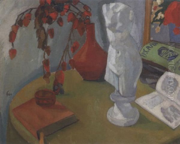 Nature Morte Au Buste Oil Painting by Adolphe Feder