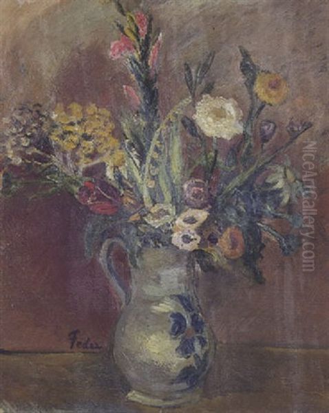 Vase De Fleurs Oil Painting by Adolphe Feder